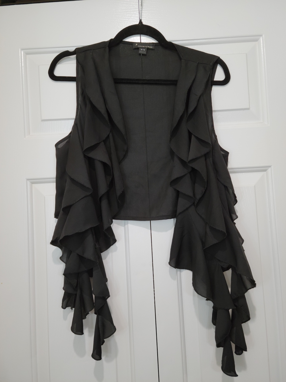 Forever 21 Black Ruffle Cascade Vest